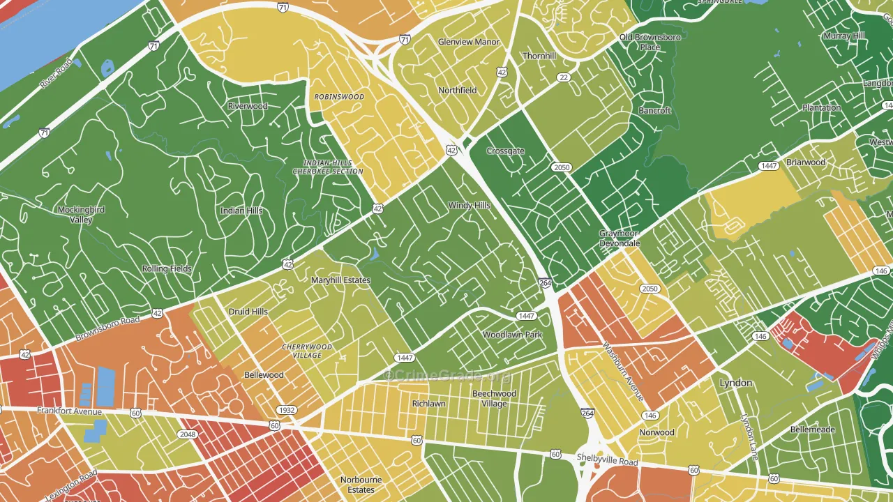 Windy Hills, KY Map of Arson Rates