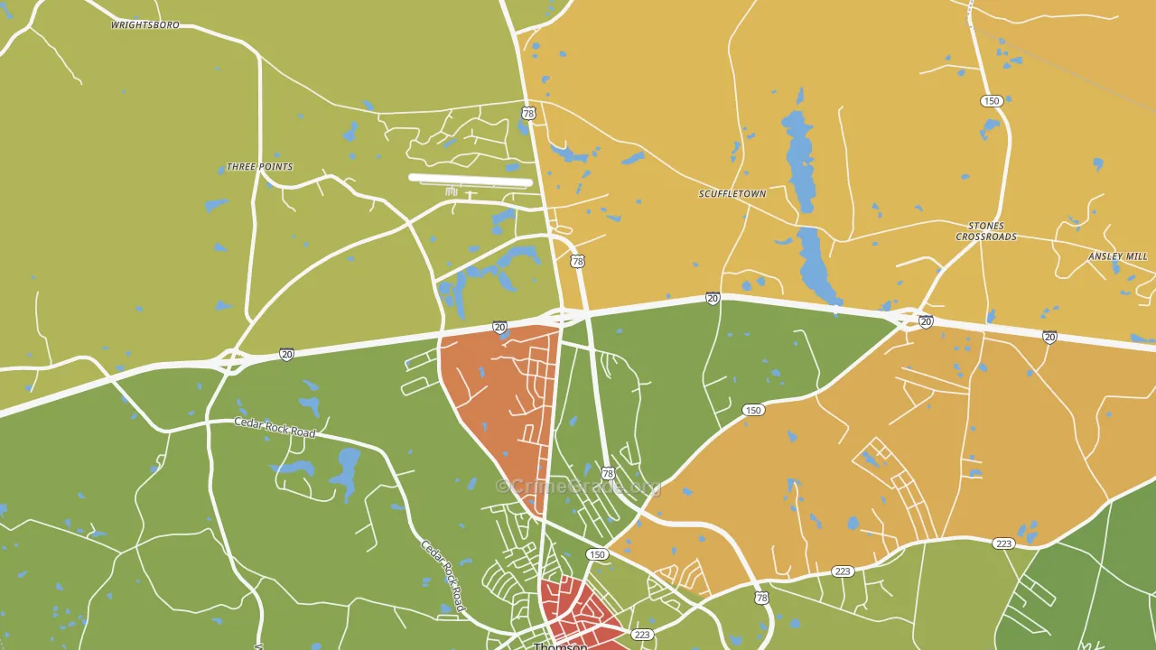 Winfield, GA Map of Arson Rates