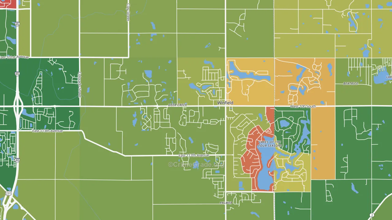 Winfield, IN Map of Arson Rates