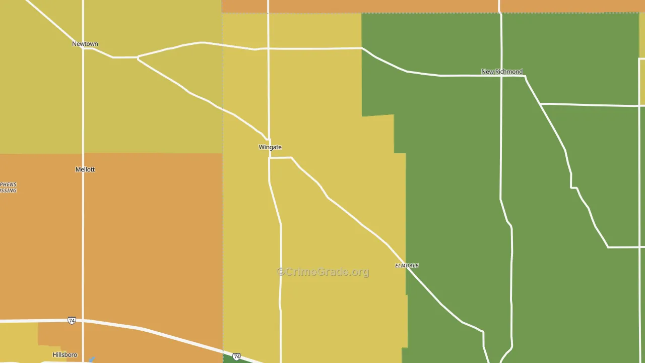 Wingate, IN Map of Arson Rates