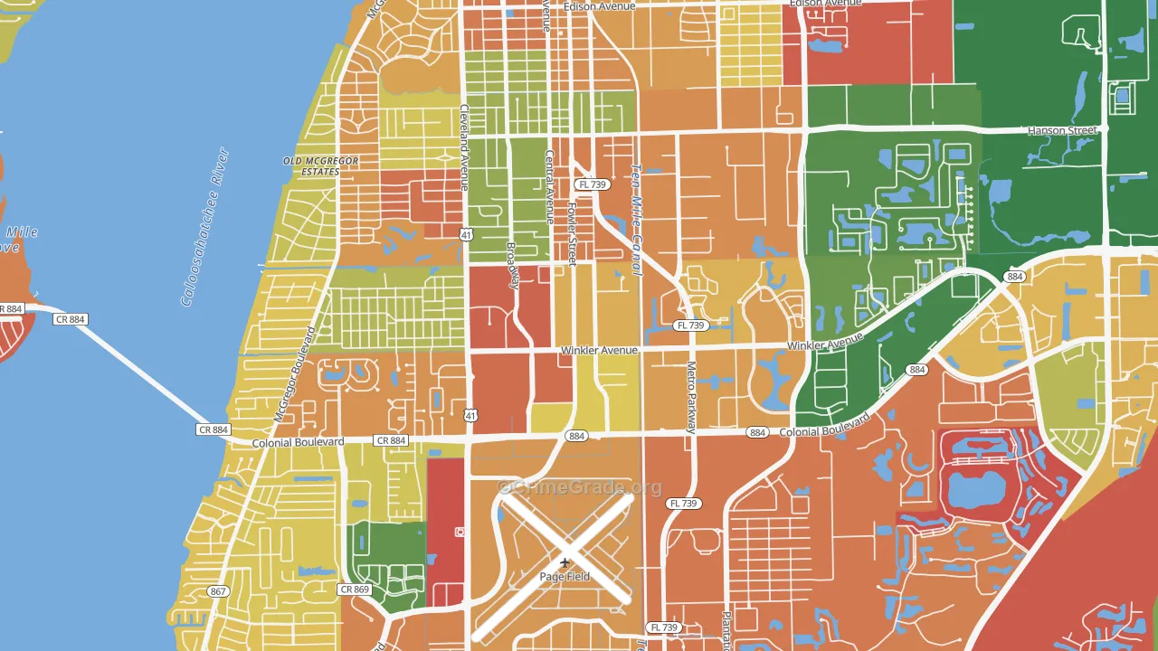 Winkler Safe Neighborhood, Fort Myers, FL Map of Arson Rates