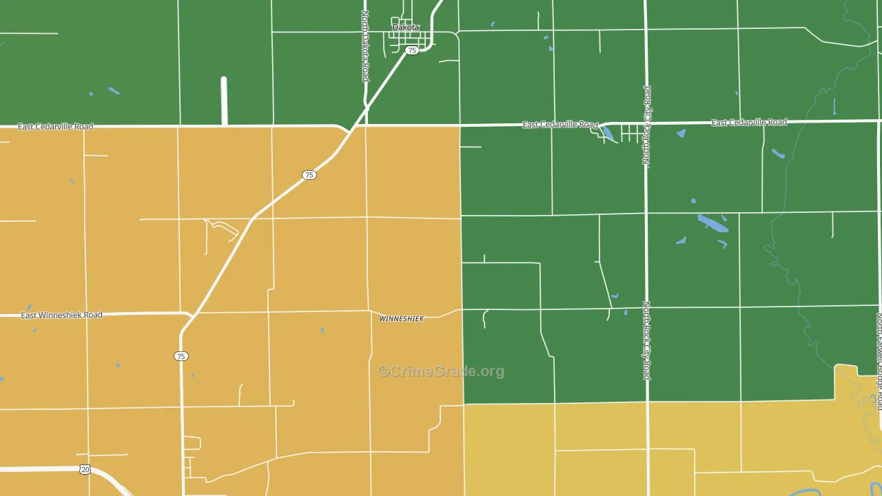 Winneshiek, IL Map of Arson Rates