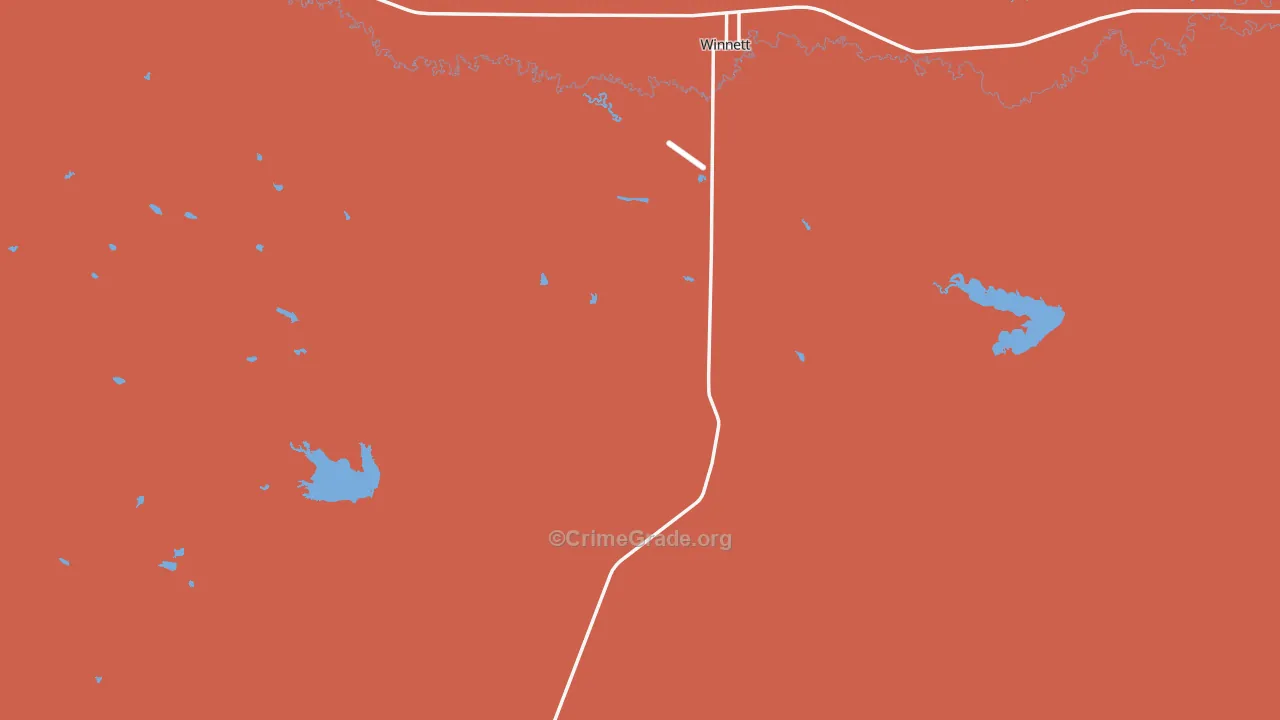 Winnett, MT Map of Arson Rates