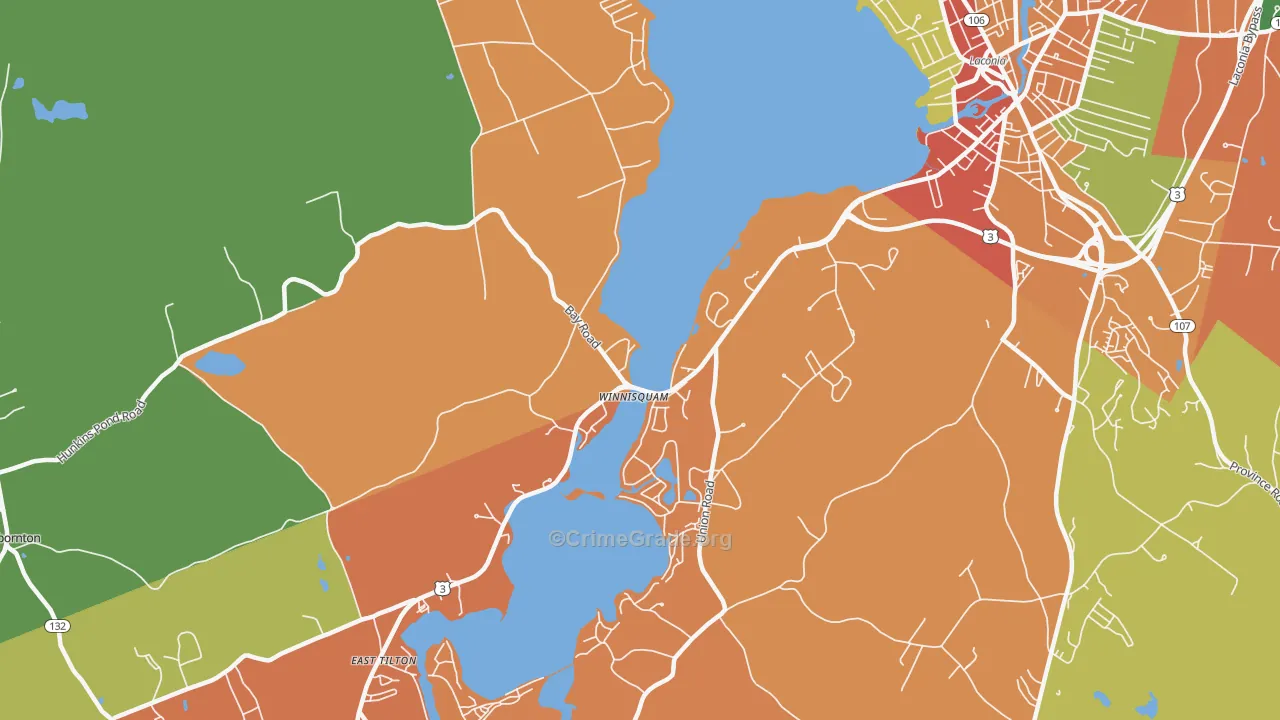 Winnisquam, NH Map of Arson Rates