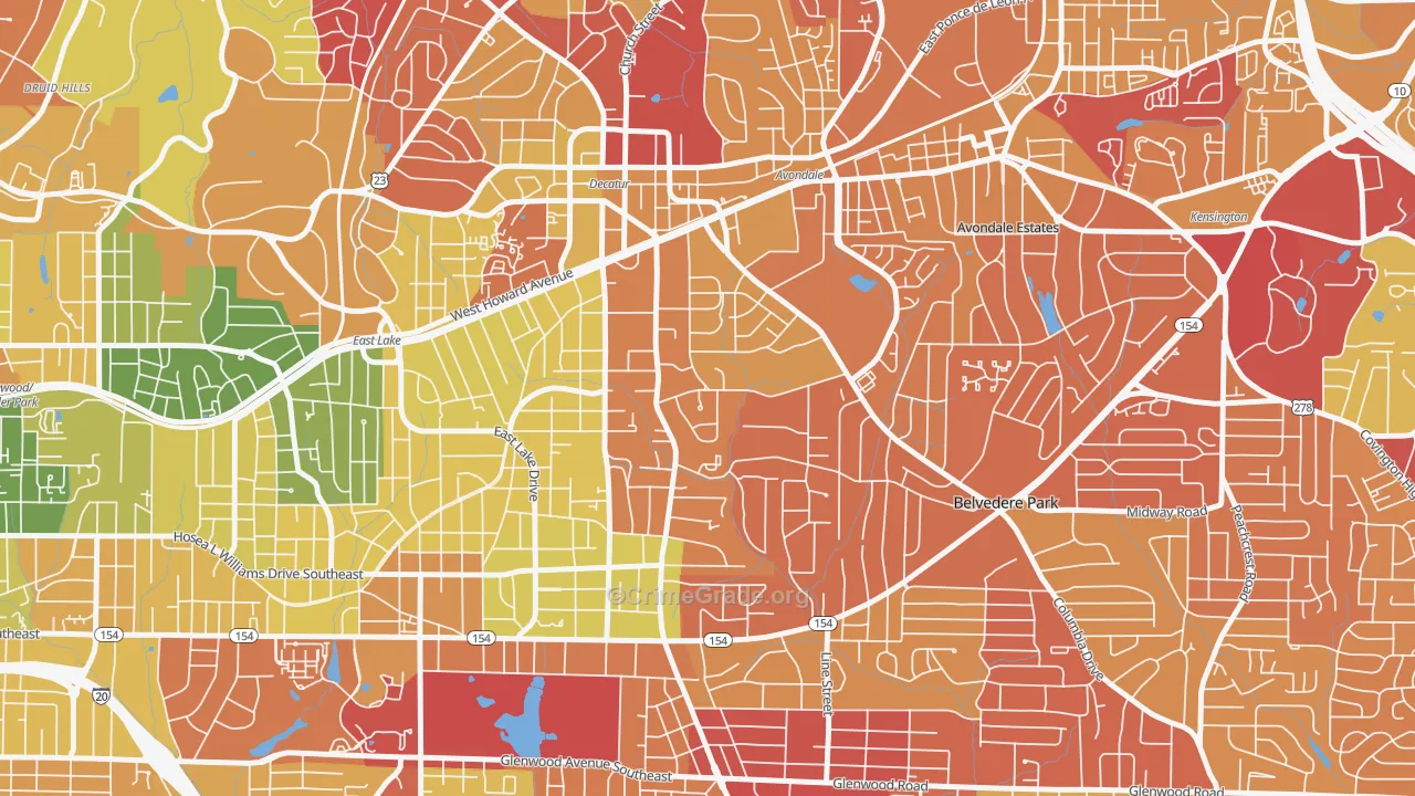 Winnona Park, Decatur, GA Map of Arson Rates