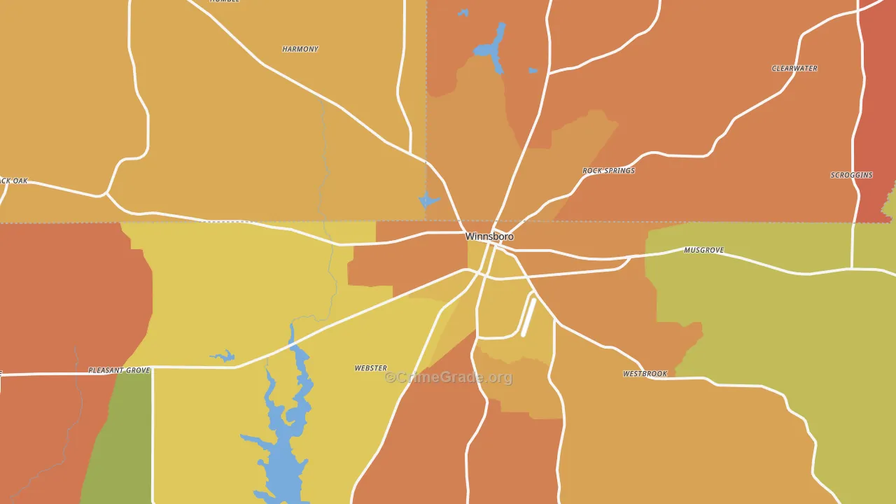 Winnsboro, TX Map of Arson Rates