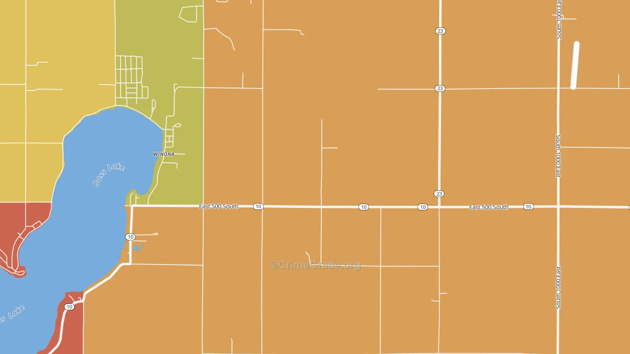 Winona, IN Map of Arson Rates