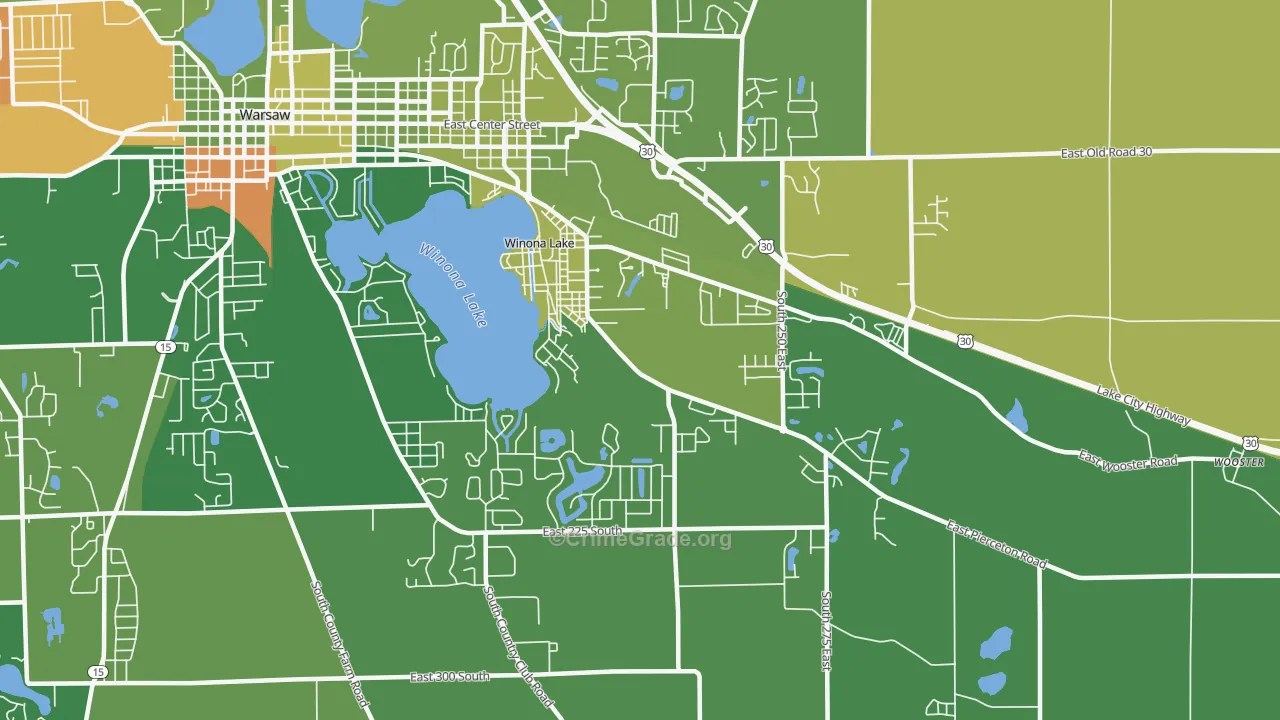 Winona Lake, IN Map of Arson Rates