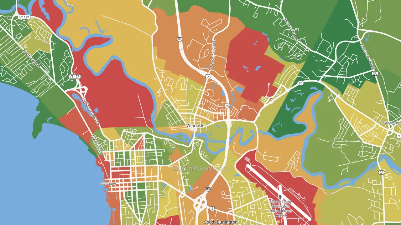 Winooski, VT Map of Arson Rates