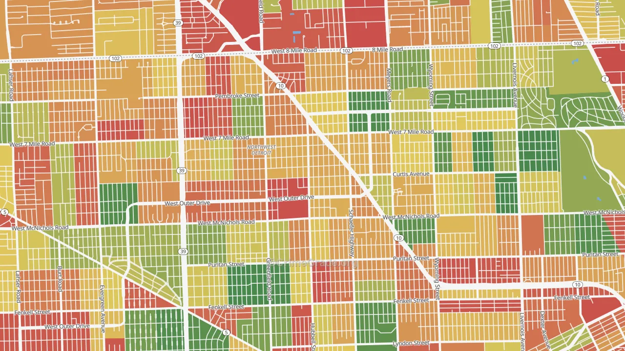 Winship, Detroit, MI Map of Arson Rates