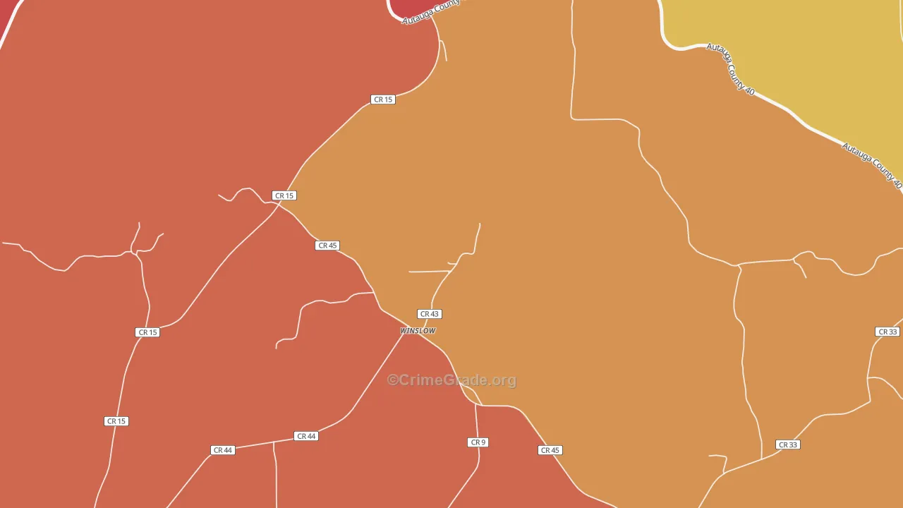 Winslow, AL Map of Arson Rates