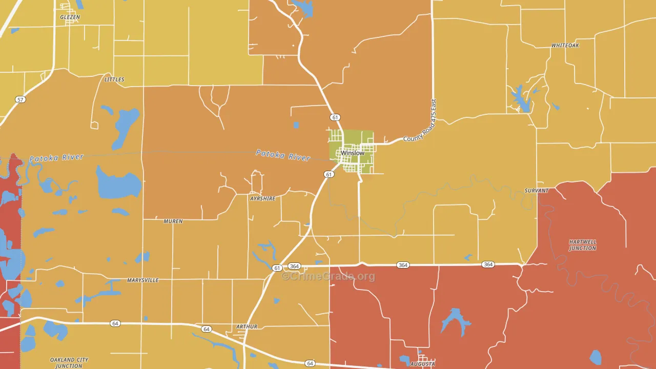 Winslow, IN Map of Arson Rates