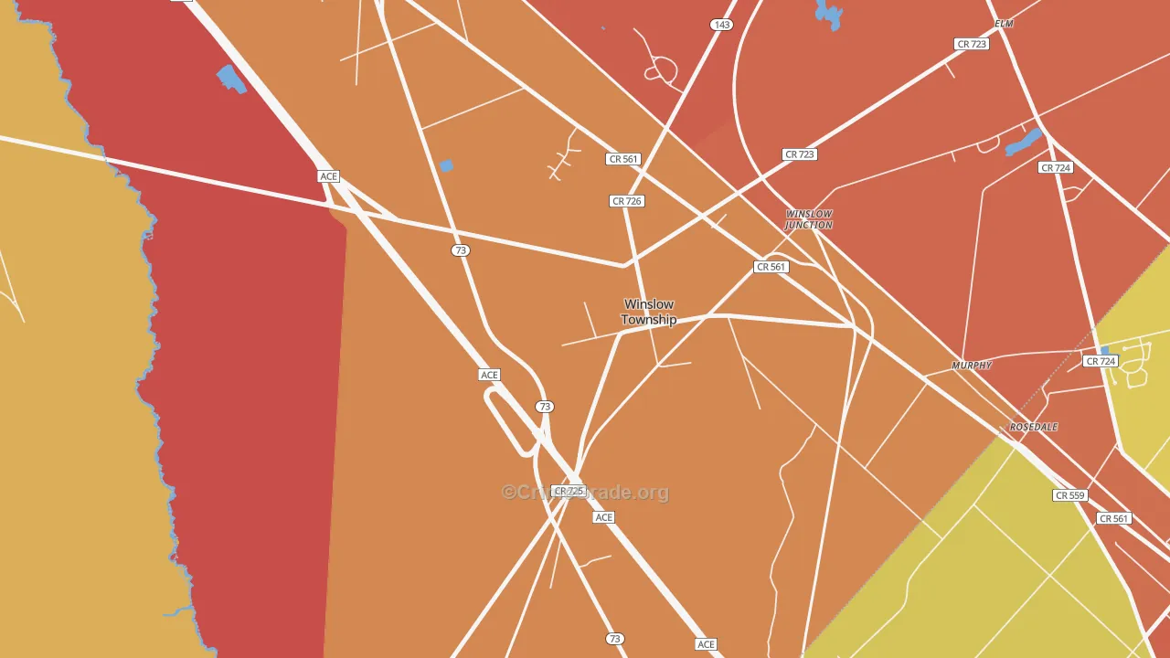Winslow, NJ Map of Arson Rates