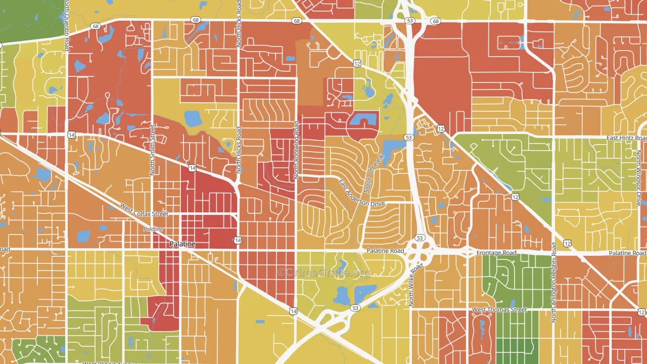 Winston Park, Palatine, IL Map of Arson Rates