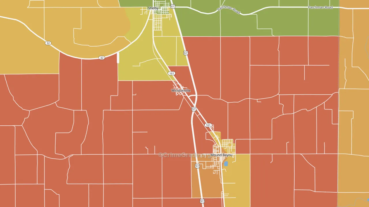 Winstonville, MS Map of Arson Rates