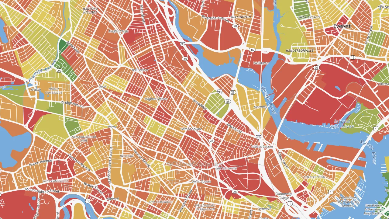 Winter Hill, Somerville, MA Map of Arson Rates