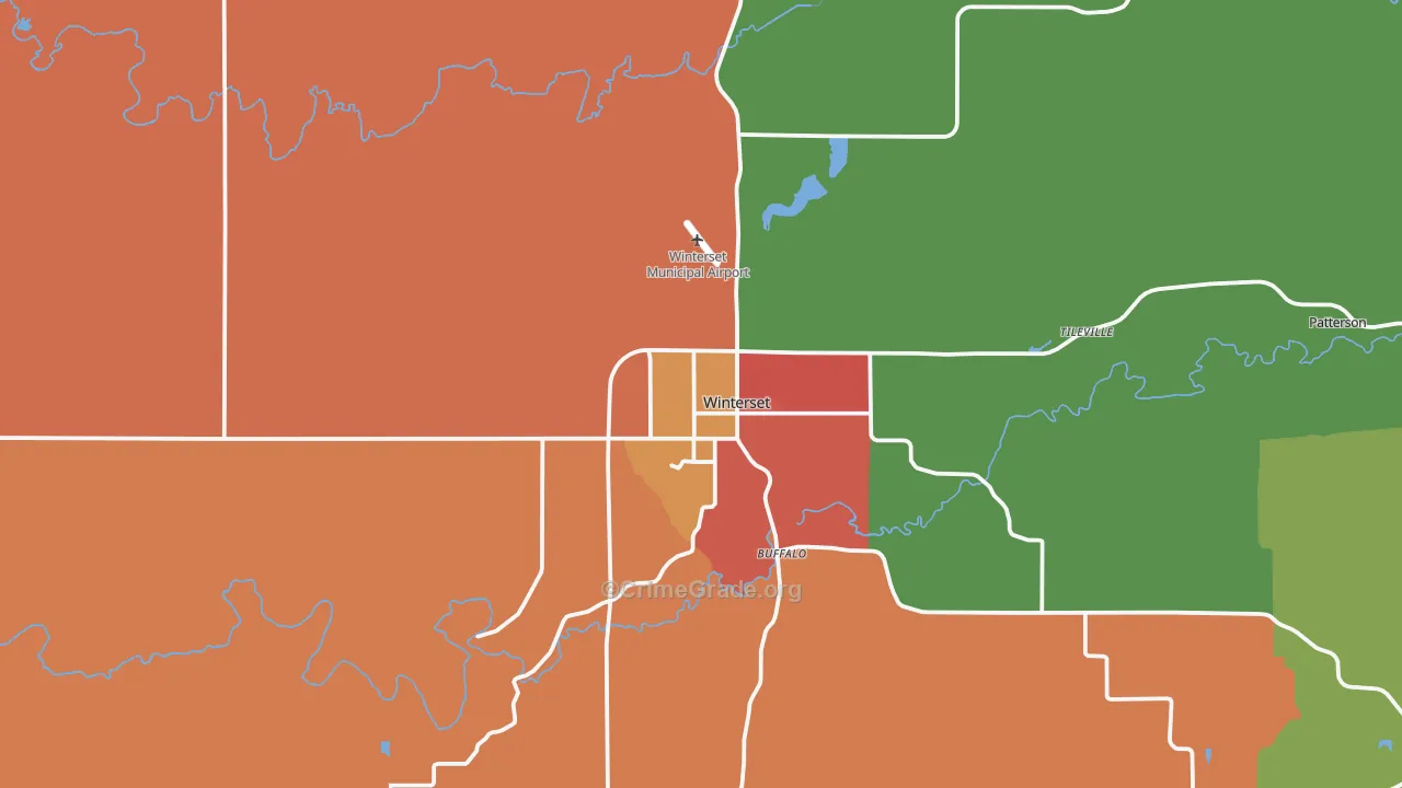 Winterset, IA Map of Arson Rates