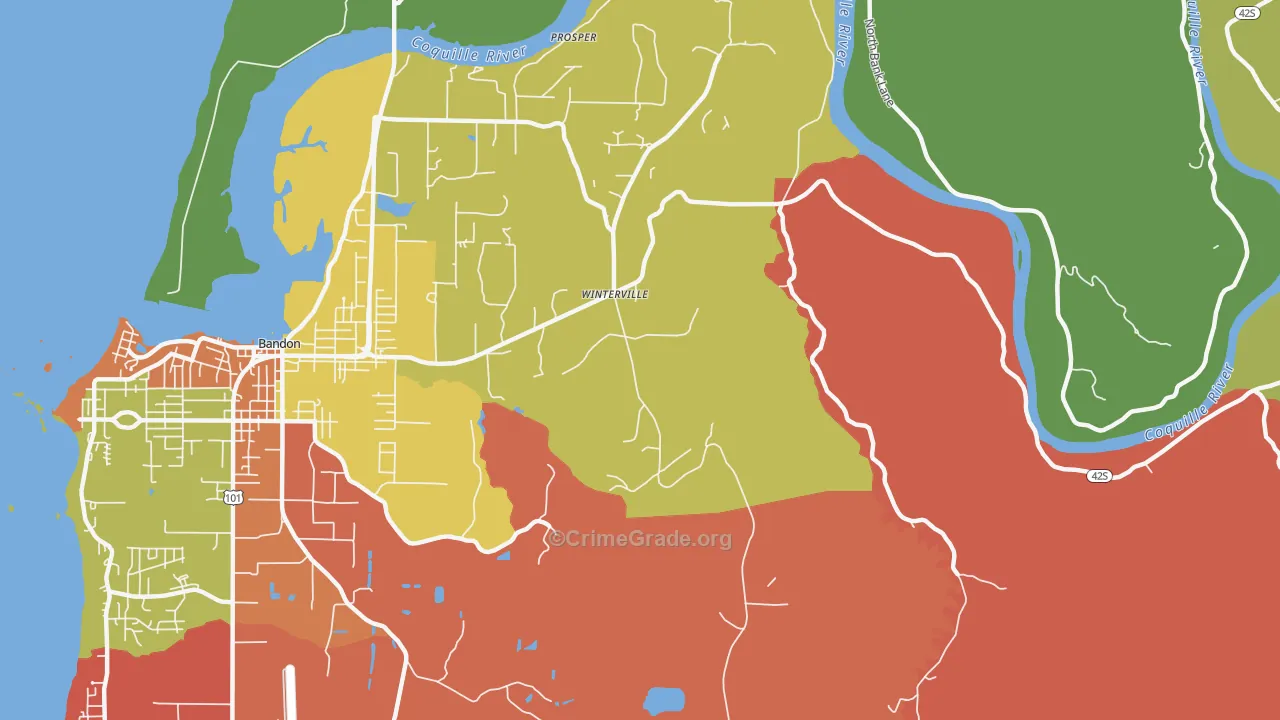 Winterville, OR Map of Arson Rates