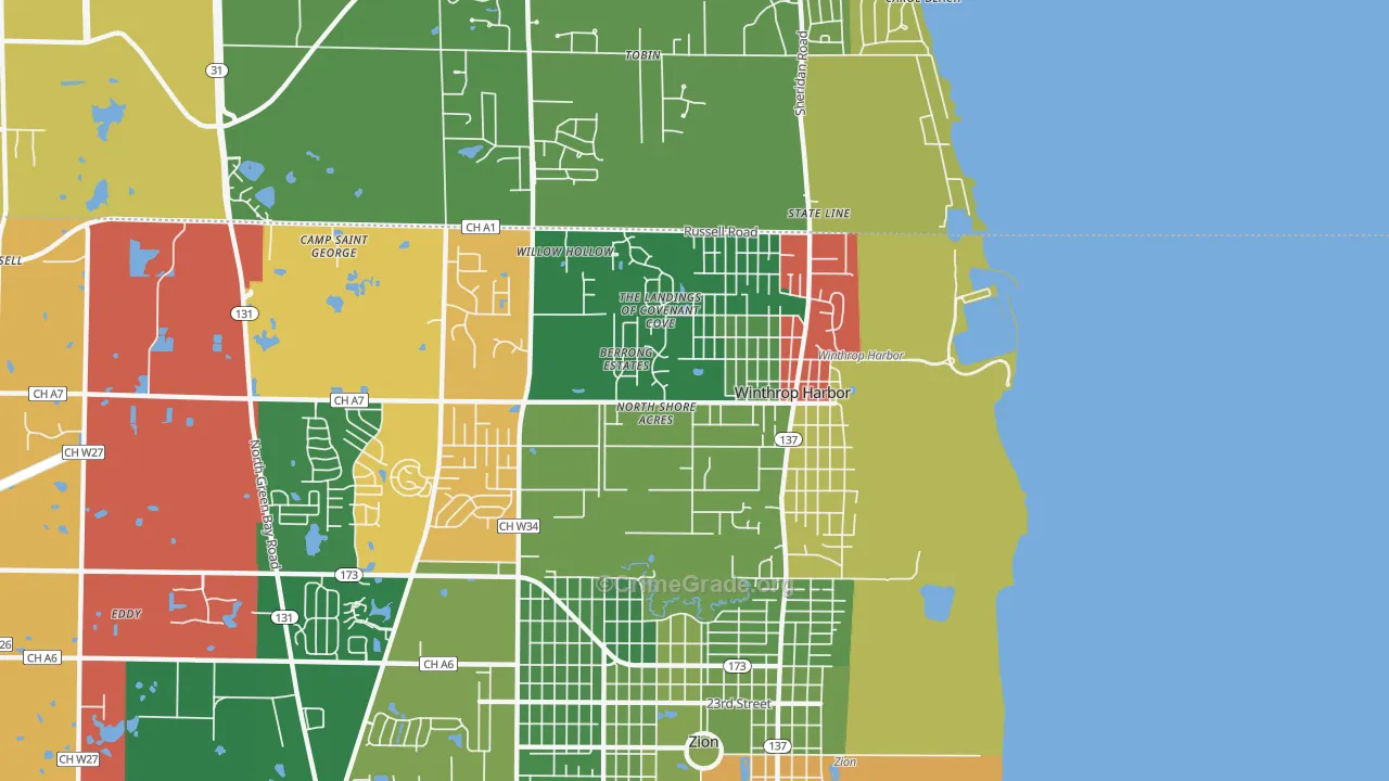 Winthrop Harbor, IL Map of Arson Rates