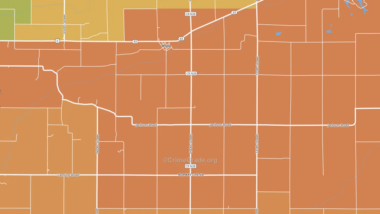Wiota, IA Map of Arson Rates