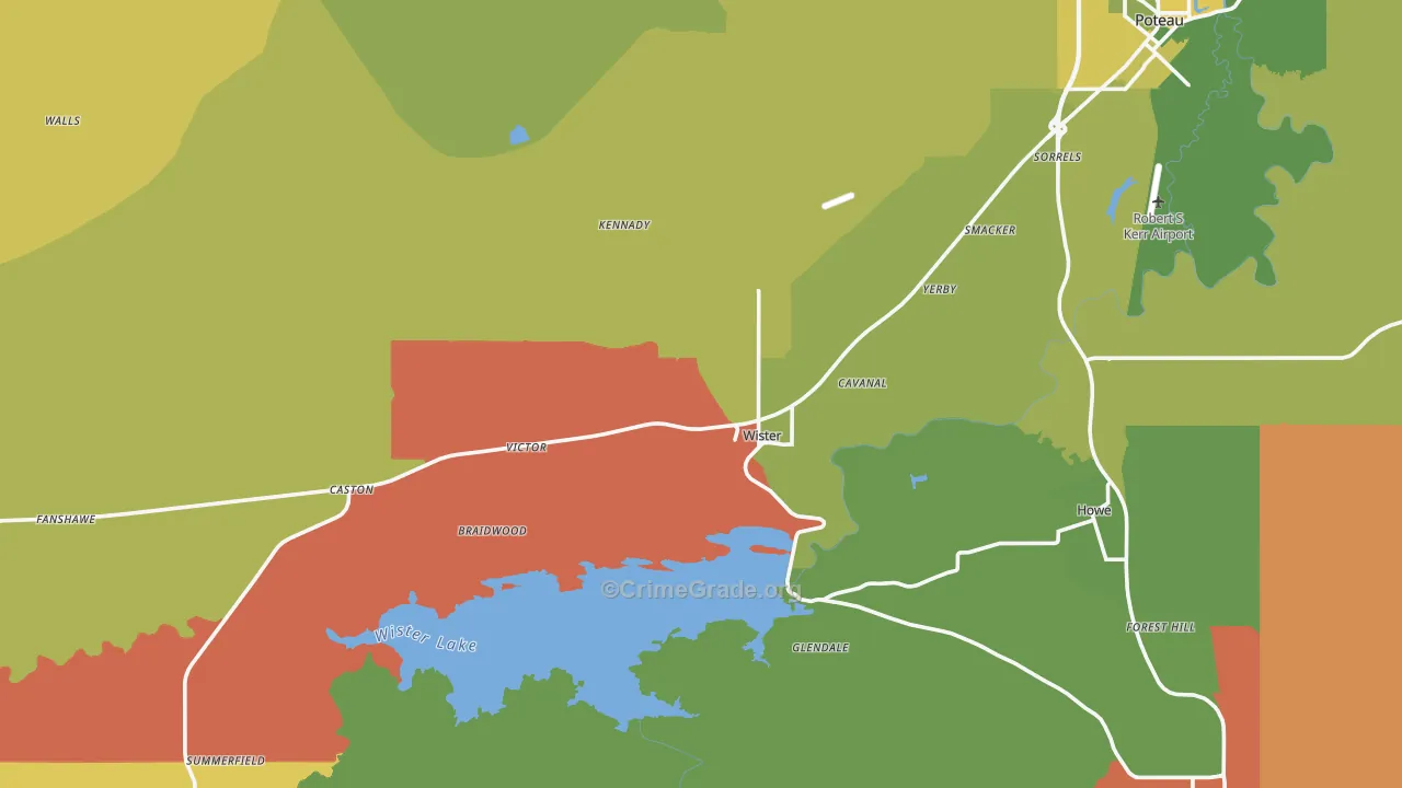 Wister, OK Map of Arson Rates