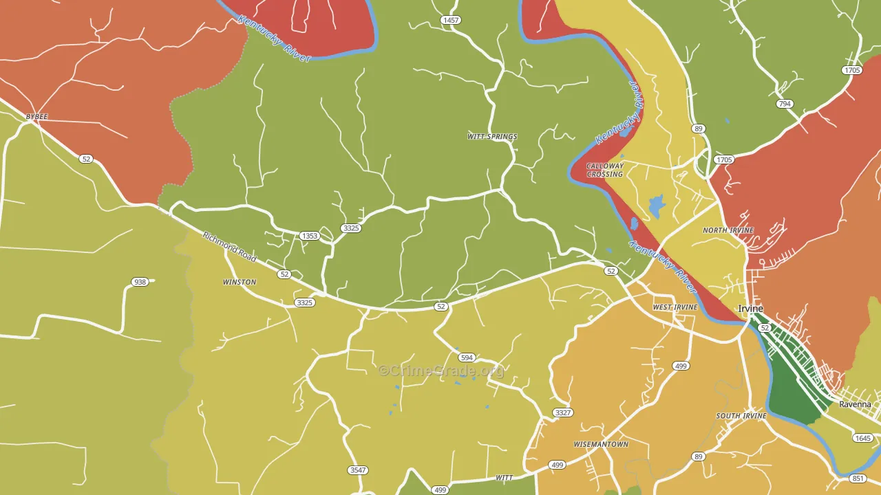 Witt Springs, KY Map of Arson Rates