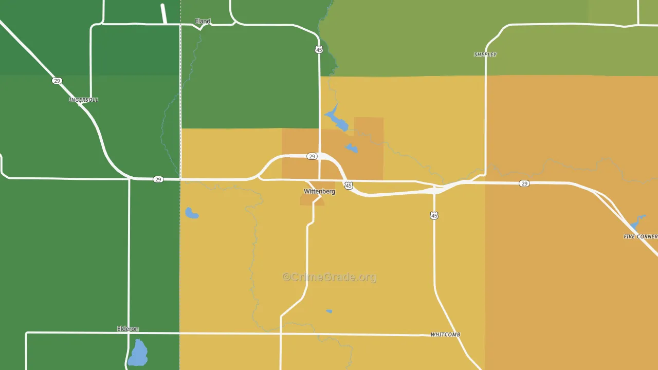 Wittenberg, WI Map of Arson Rates