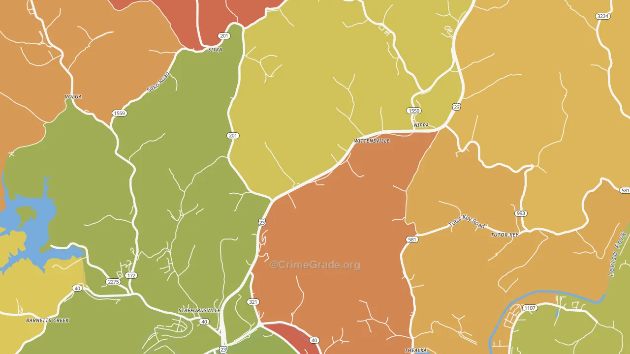 Wittensville, KY Map of Arson Rates