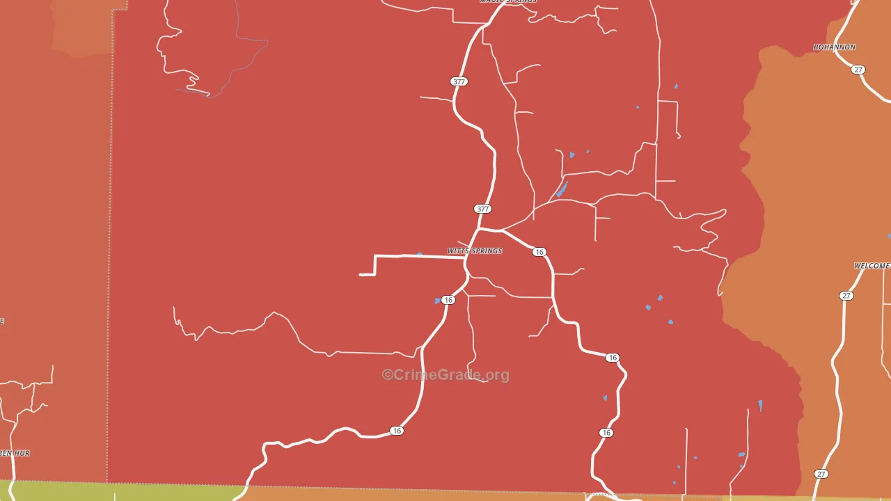 Witts Springs, AR Map of Arson Rates