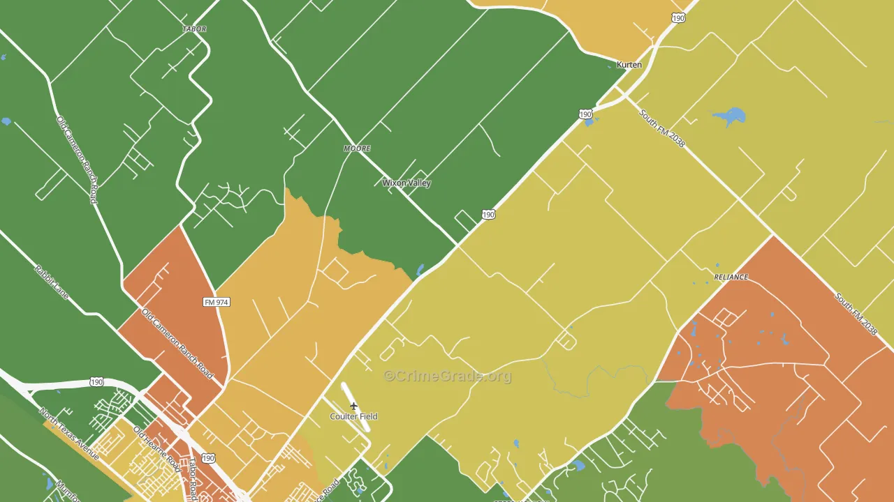 Wixon Valley, TX Map of Arson Rates