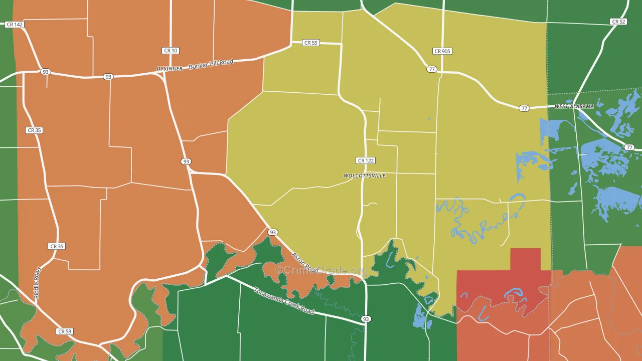 Wolcottsville, NY Map of Arson Rates