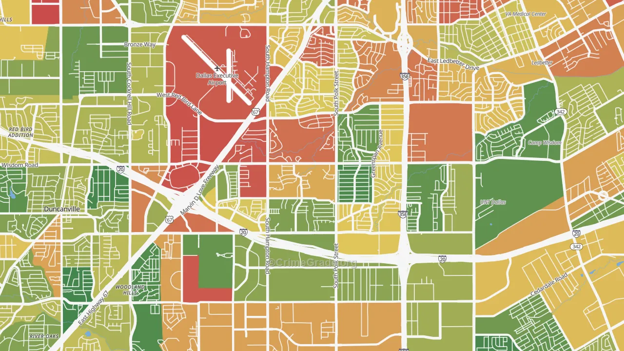 Wolf Creek, Dallas, TX Map of Arson Rates