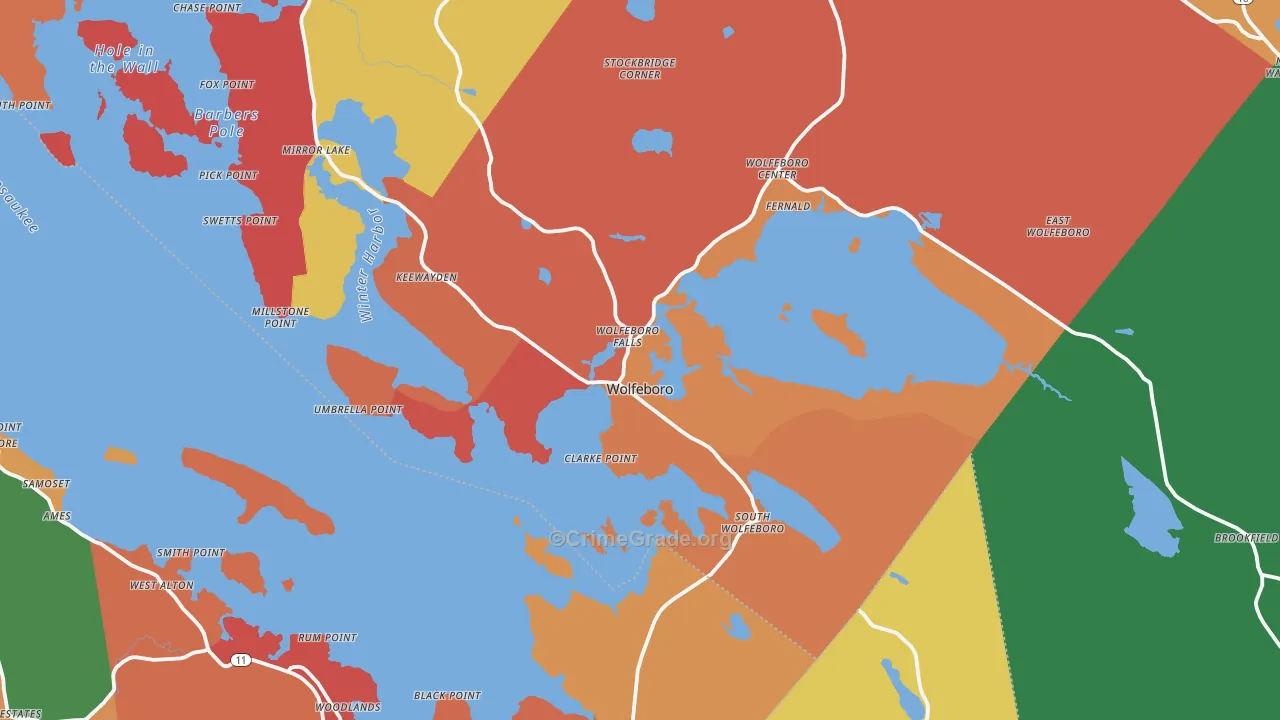 Wolfeboro Falls, NH Map of Arson Rates