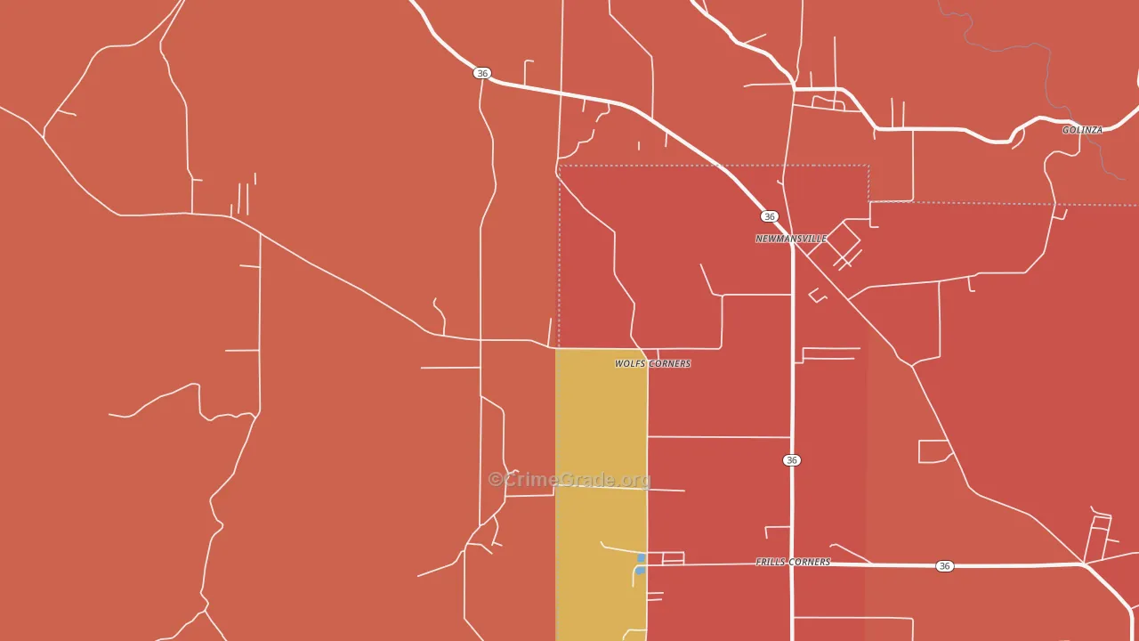 Wolfs Corner, PA Map of Arson Rates