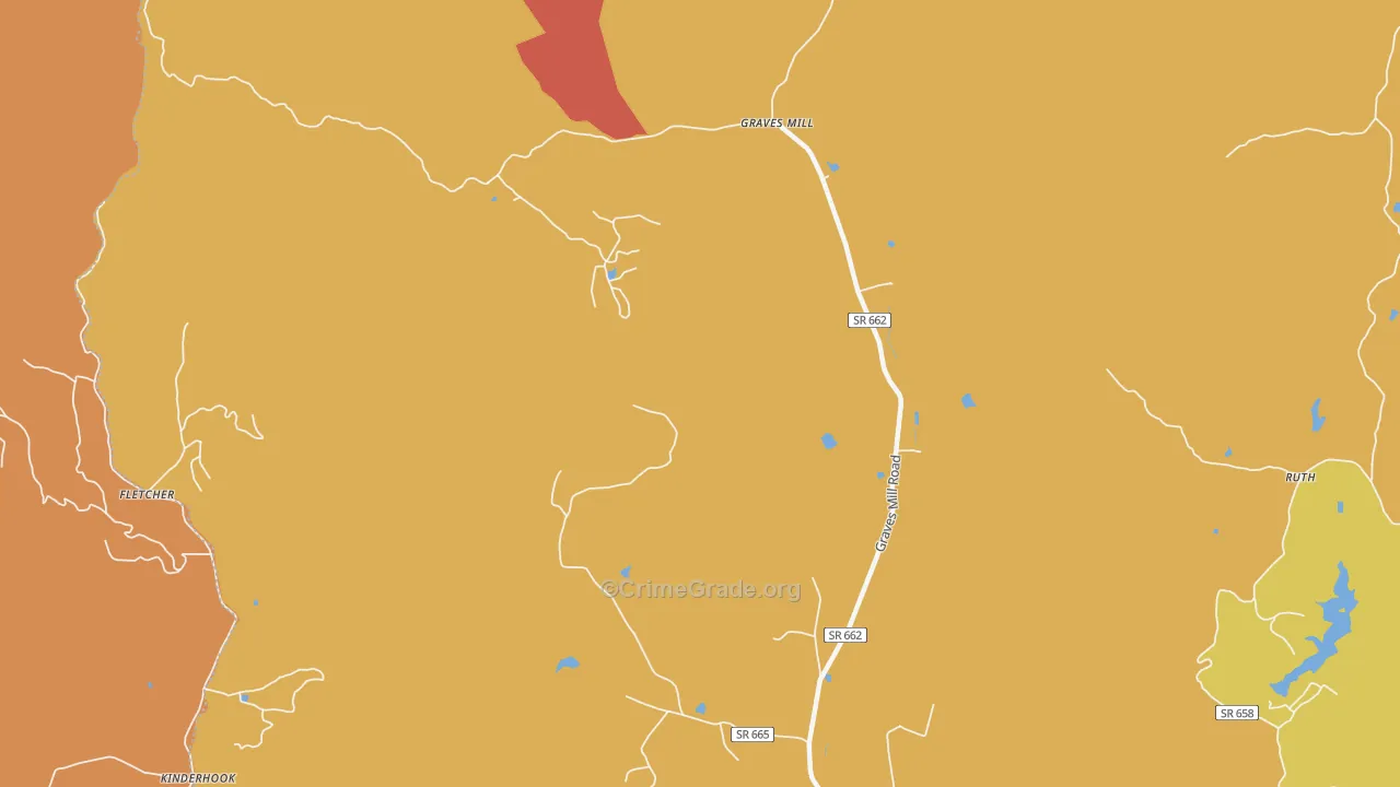 Wolftown, VA Map of Arson Rates
