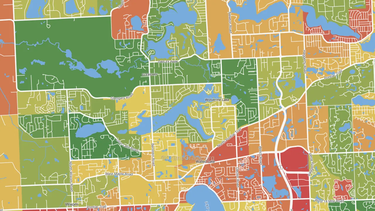 Wolverine Lake, MI Map of Arson Rates