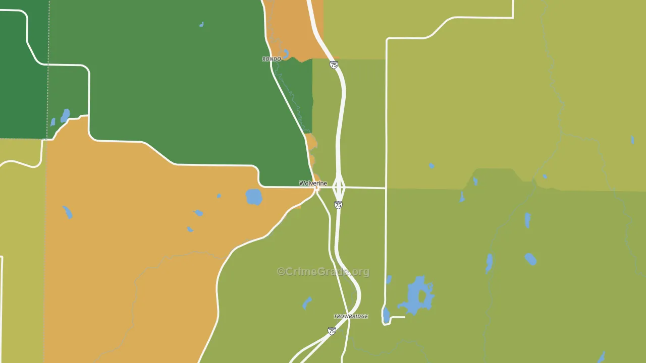 Wolverine, MI Map of Arson Rates