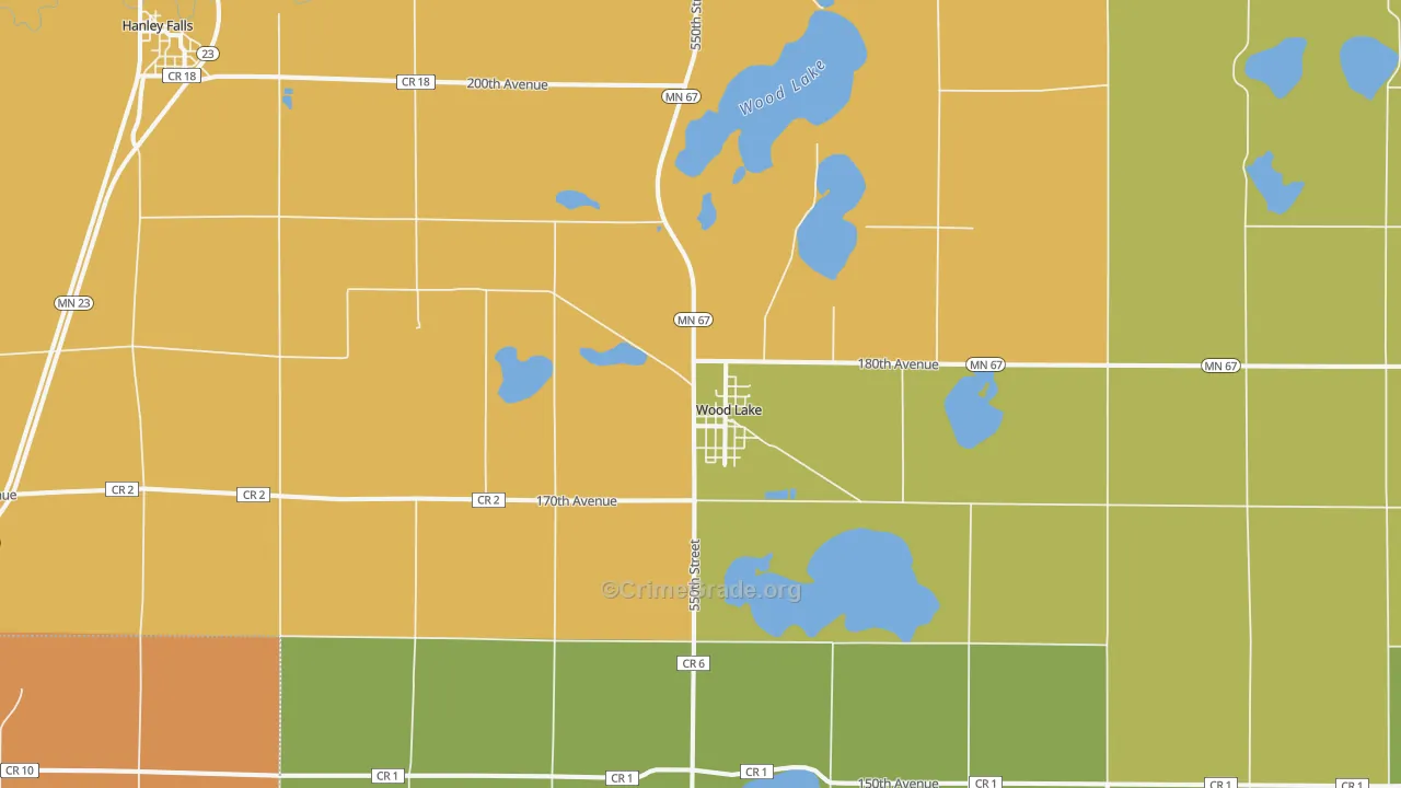 Wood Lake, MN Map of Arson Rates