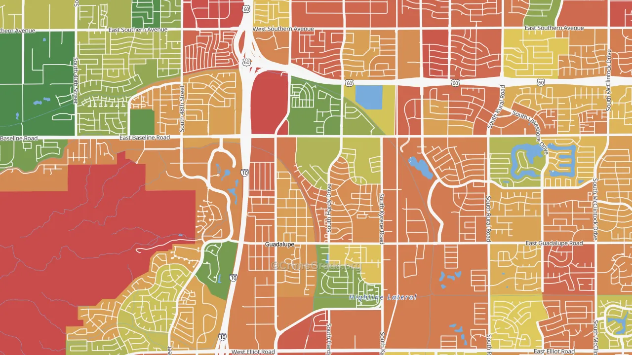 Wood Park, Tempe, AZ Map of Arson Rates