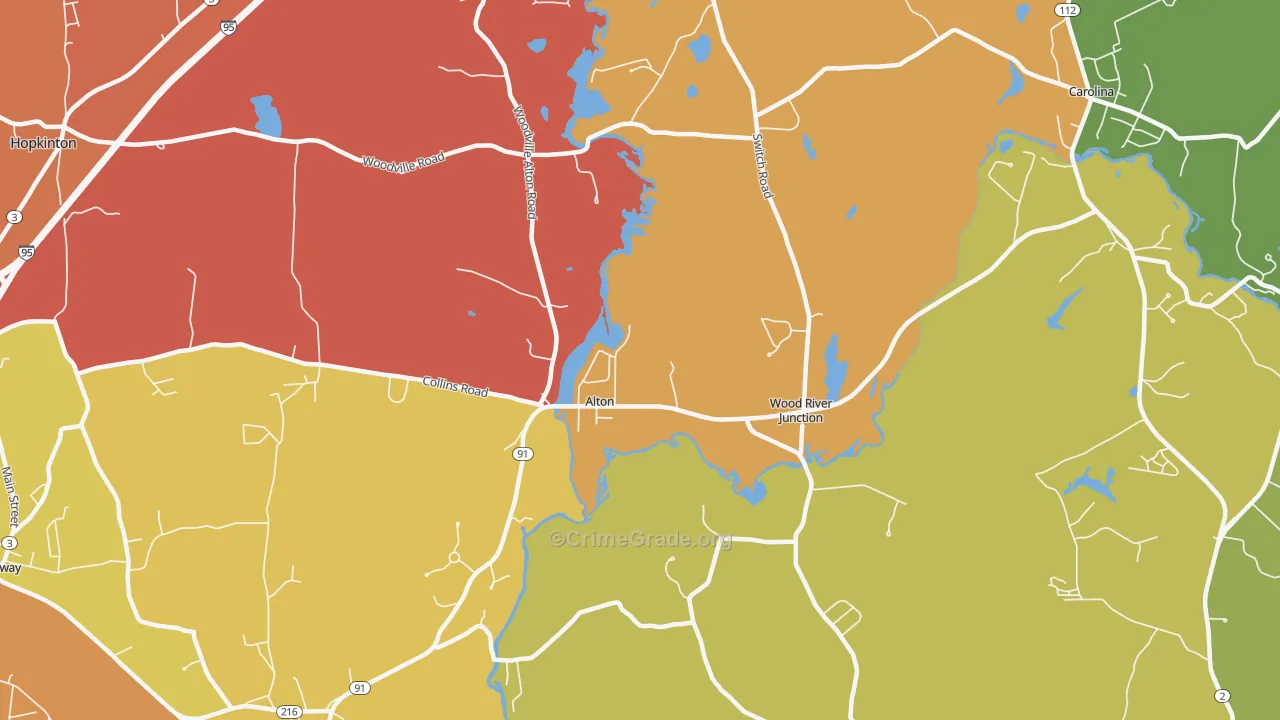 Wood River Junction, RI Map of Arson Rates