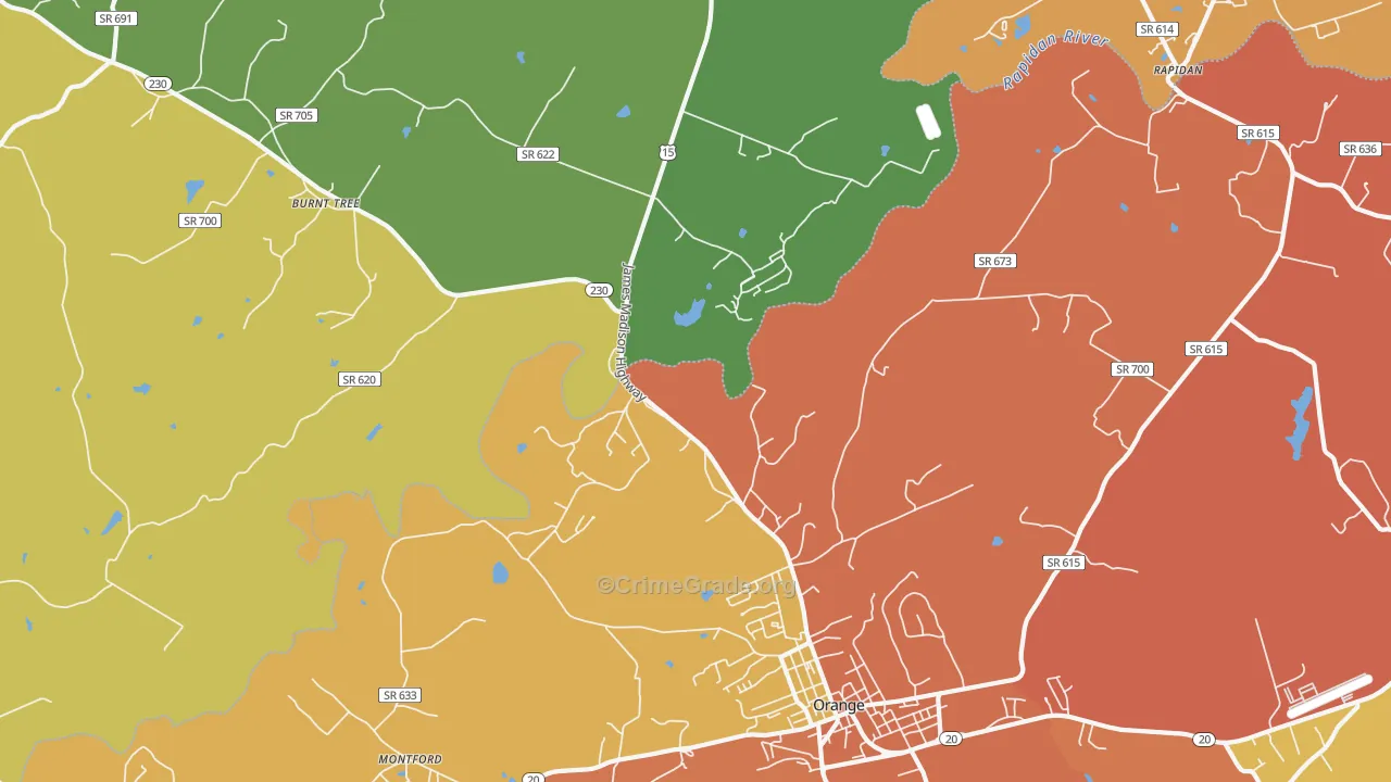 Woodberry Forest, VA Map of Arson Rates