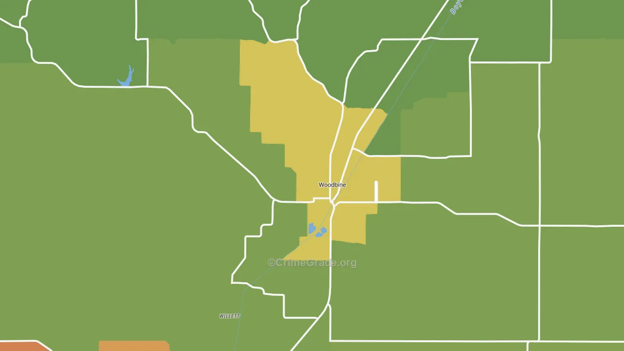 Woodbine, IA Map of Arson Rates