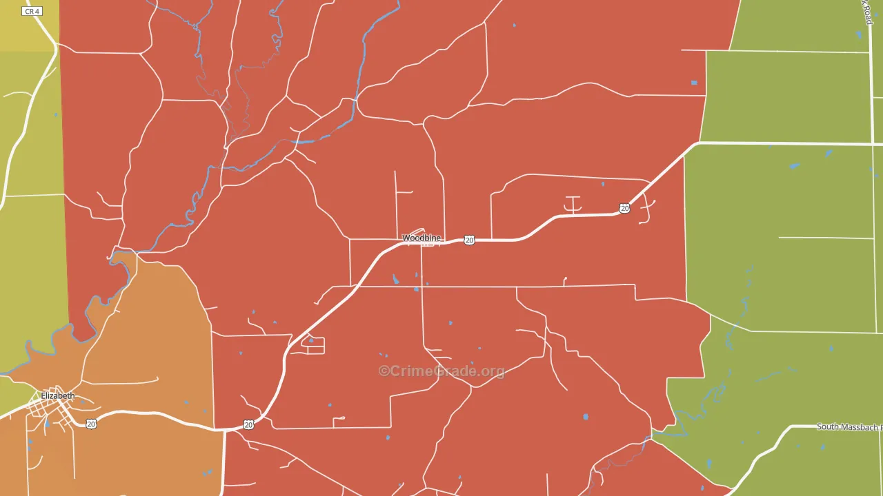 Woodbine, IL Map of Arson Rates