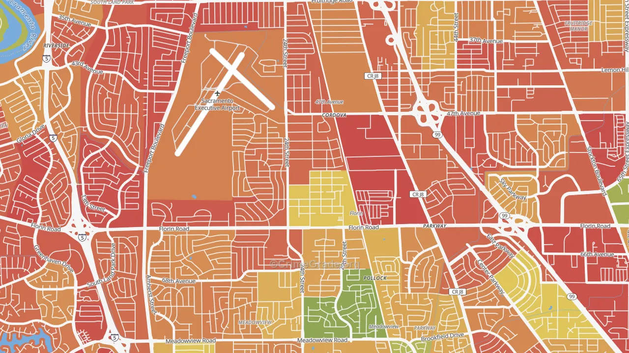 Woodbine, Sacramento, CA Map of Arson Rates