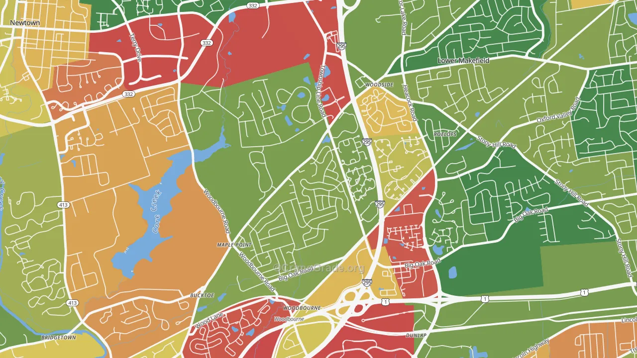 Woodbourne, PA Map of Arson Rates