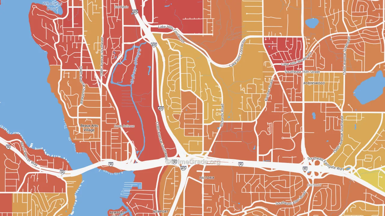 Woodbridge, Bellevue, WA Map of Arson Rates