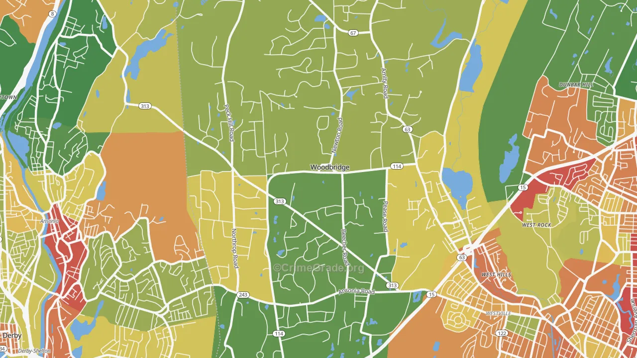Woodbridge, CT Map of Arson Rates