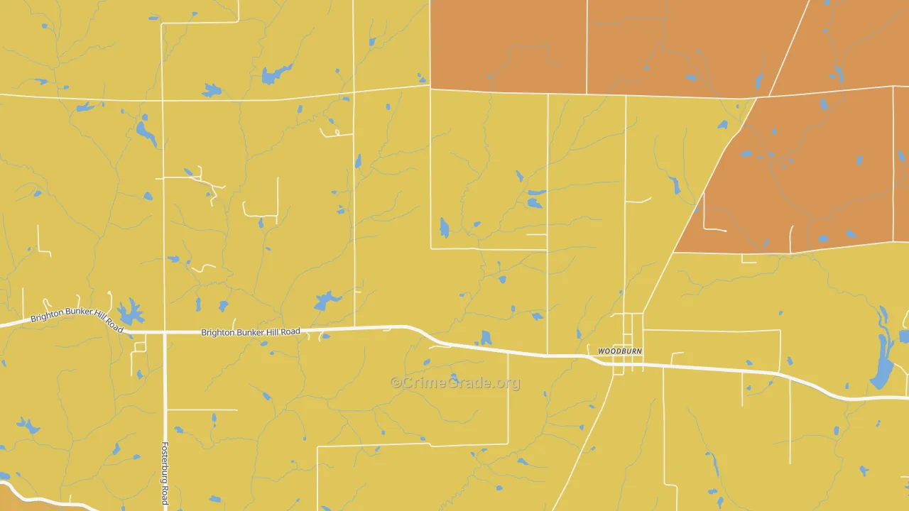 Woodburn, IL Map of Arson Rates
