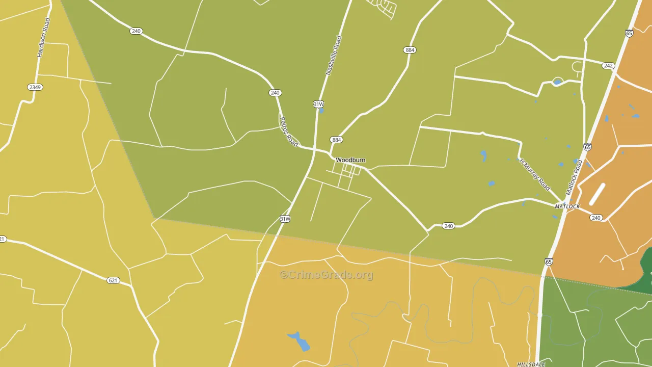 Woodburn, KY Map of Arson Rates
