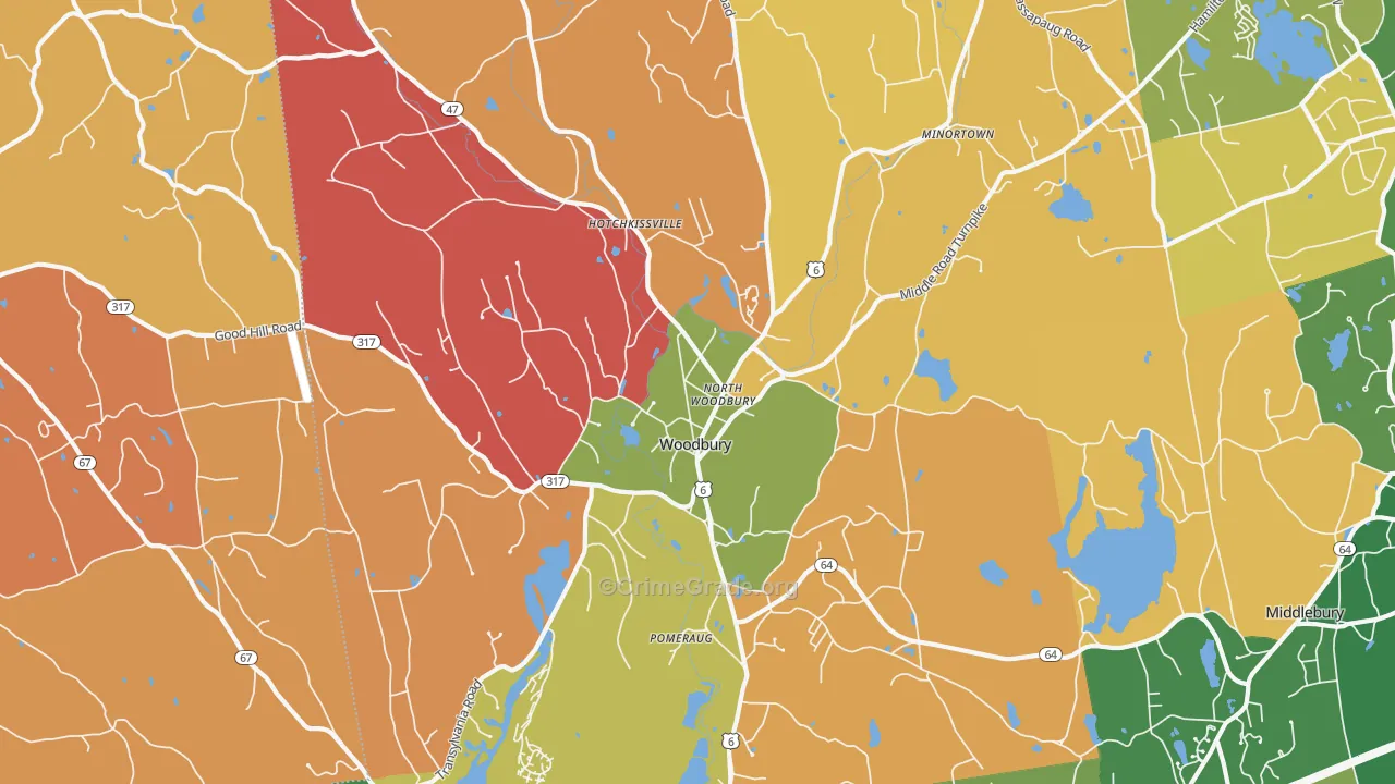 Woodbury, CT Map of Arson Rates